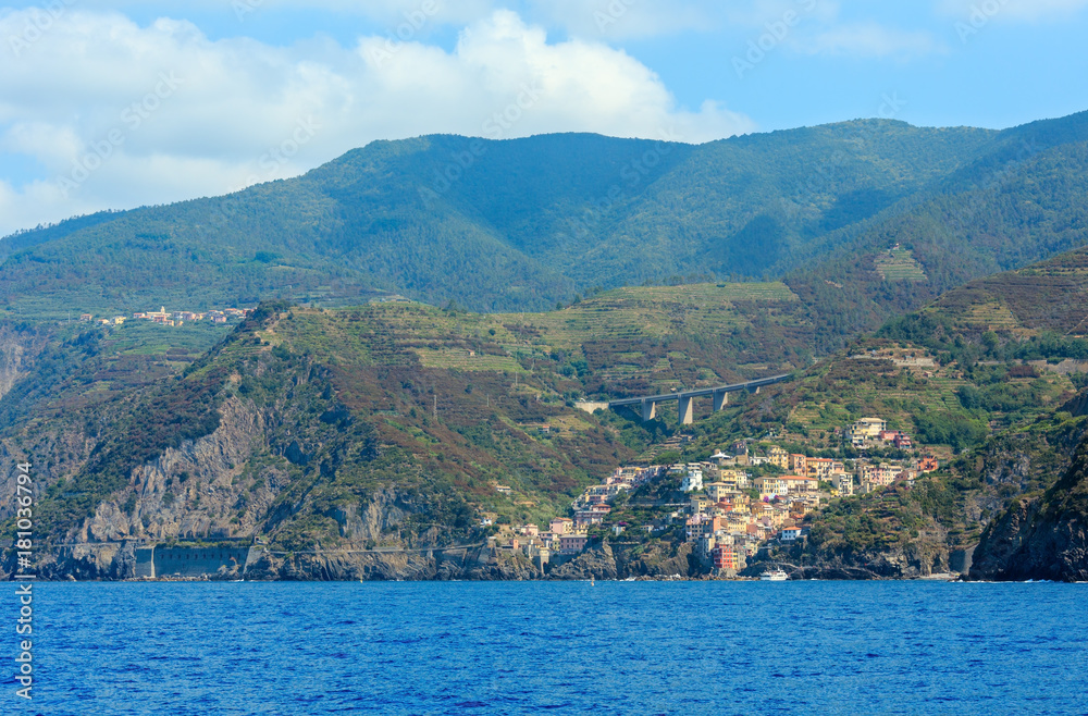Manarola from ship, Cinque Terre
