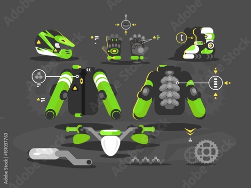 Set of equipment for moto cross