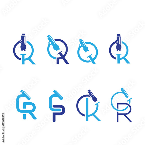 set of logo Microscope letter 