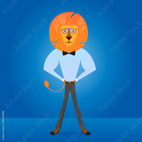 King of Beasts businessman, office worker, vector illustration