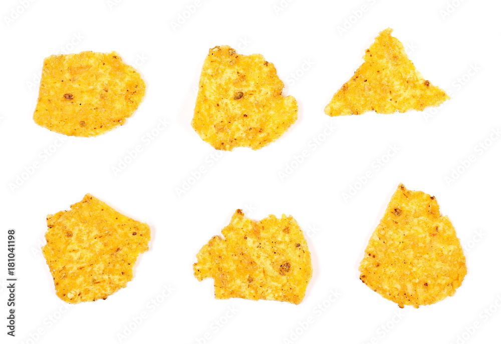 Corn tortilla pile isolated on white background, top view Corn tortilla pile isolated on white background, top view