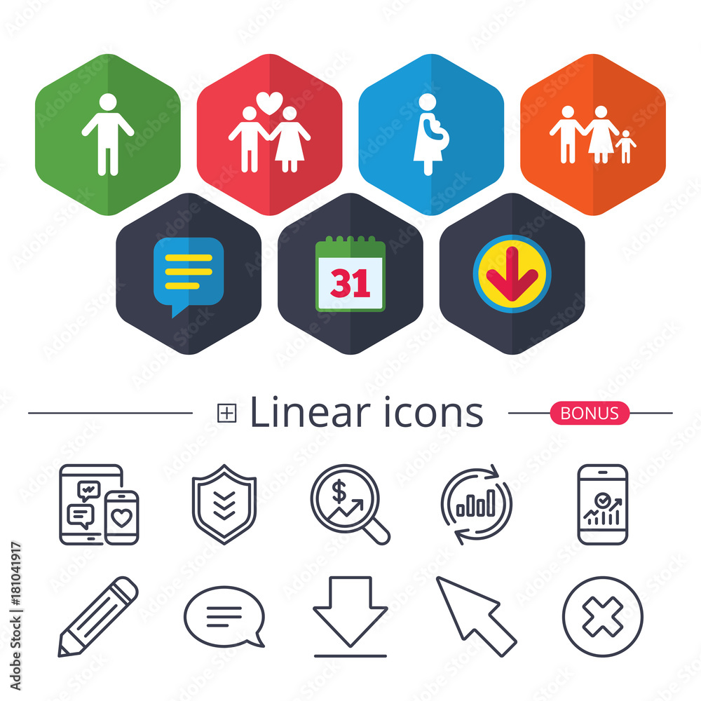 Family lifetime icons. Couple love and pregnancy. Family lifetime icons. Couple love and pregnancy.