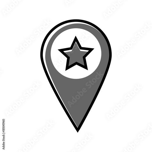 Map pointer with star icon.