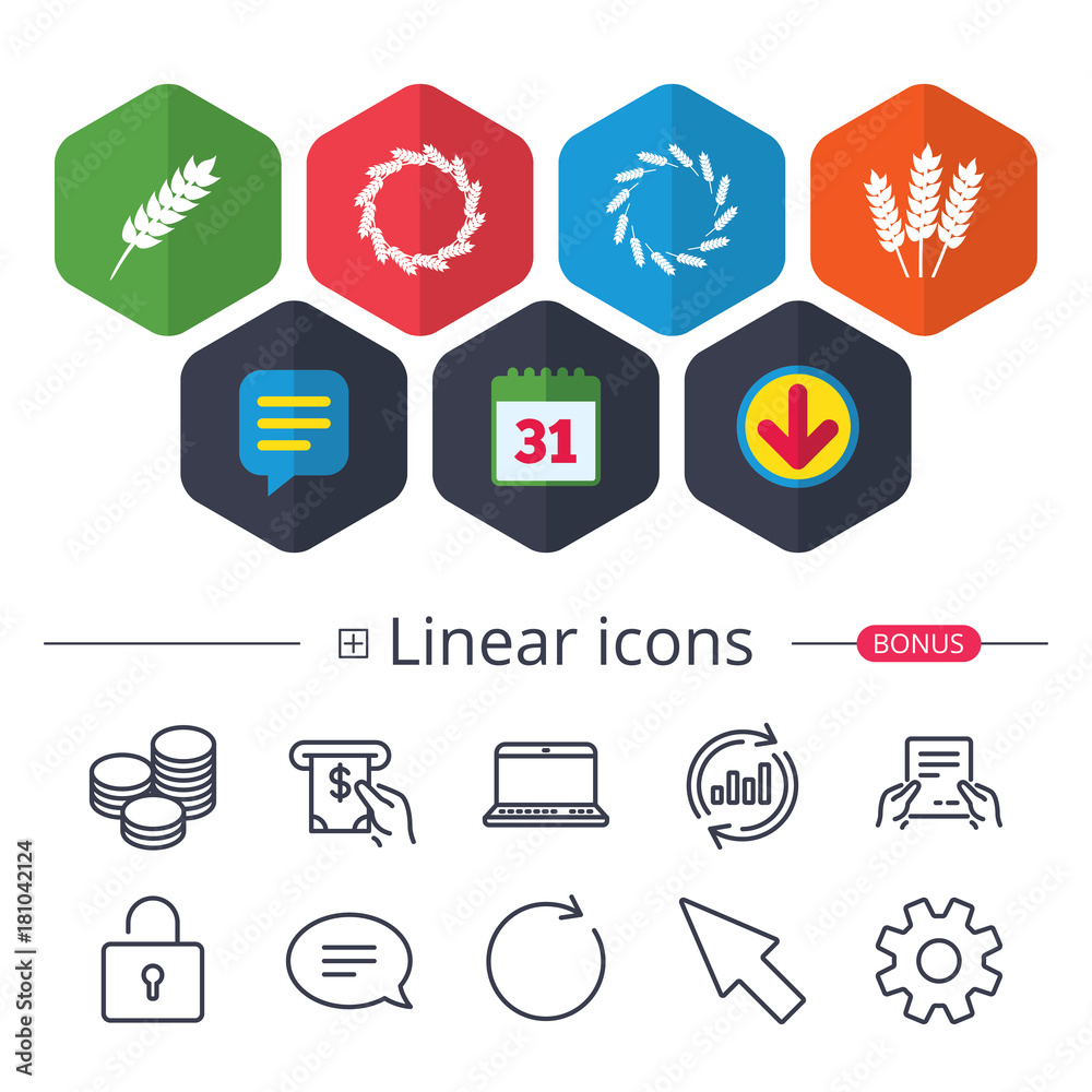 Agricultural icons. Gluten free symbols.