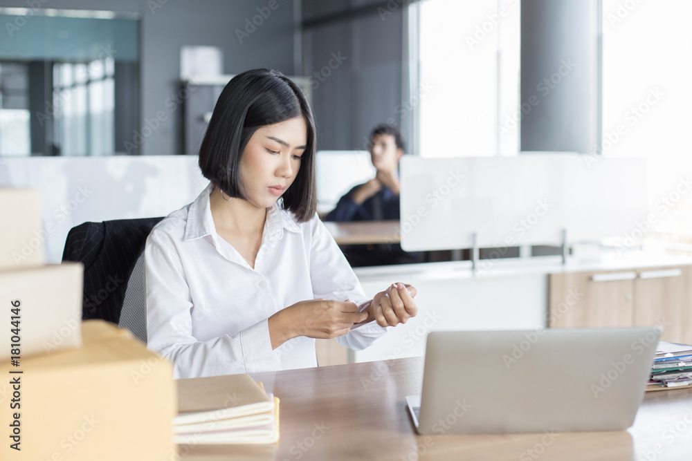 Asian Business Woman working at office. Woman using Laptop for work. People working concept. Asian Business Woman working at office. Woman using Laptop for work. People working concept.