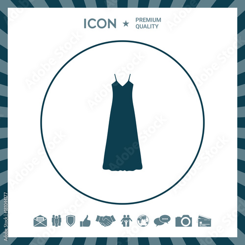 Long Dress, Evening dress, combination or nightie , the silhouette. Menu item in the web design
