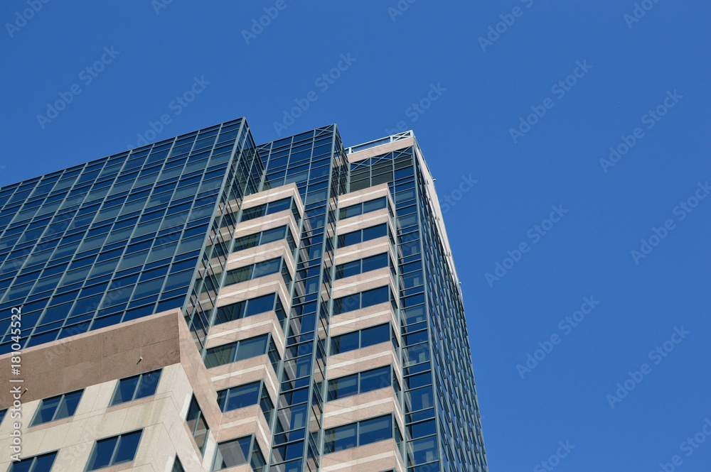 The tall business skyscrapers in the heart of Montreal downtown.