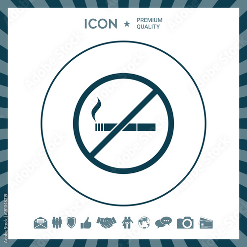 No smoking, smoking ban icon. Cigarette - prohibiting sign