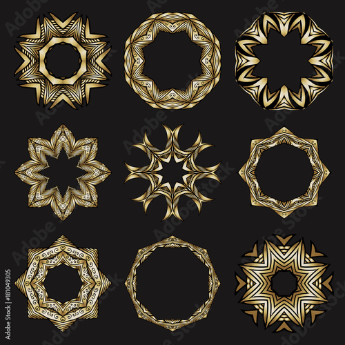 Set of vector golden emblems and badges frames. illustration