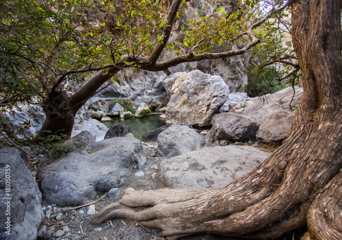 Preveli Beach at mouth of Limni River on south coast of Crete