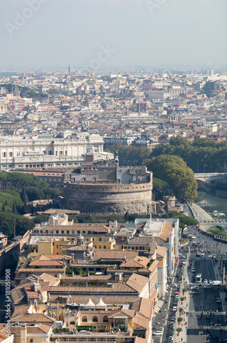 Saint Peter's Square in Vatican and aerial view of Rome