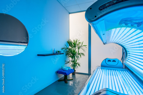 Tanning bed in a modern beauty salon.