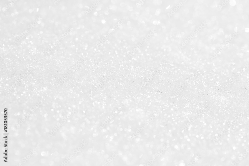 The background is white. The texture of the brilliant snow for the New Year's postcard. - obrazy, fototapety, plakaty 
