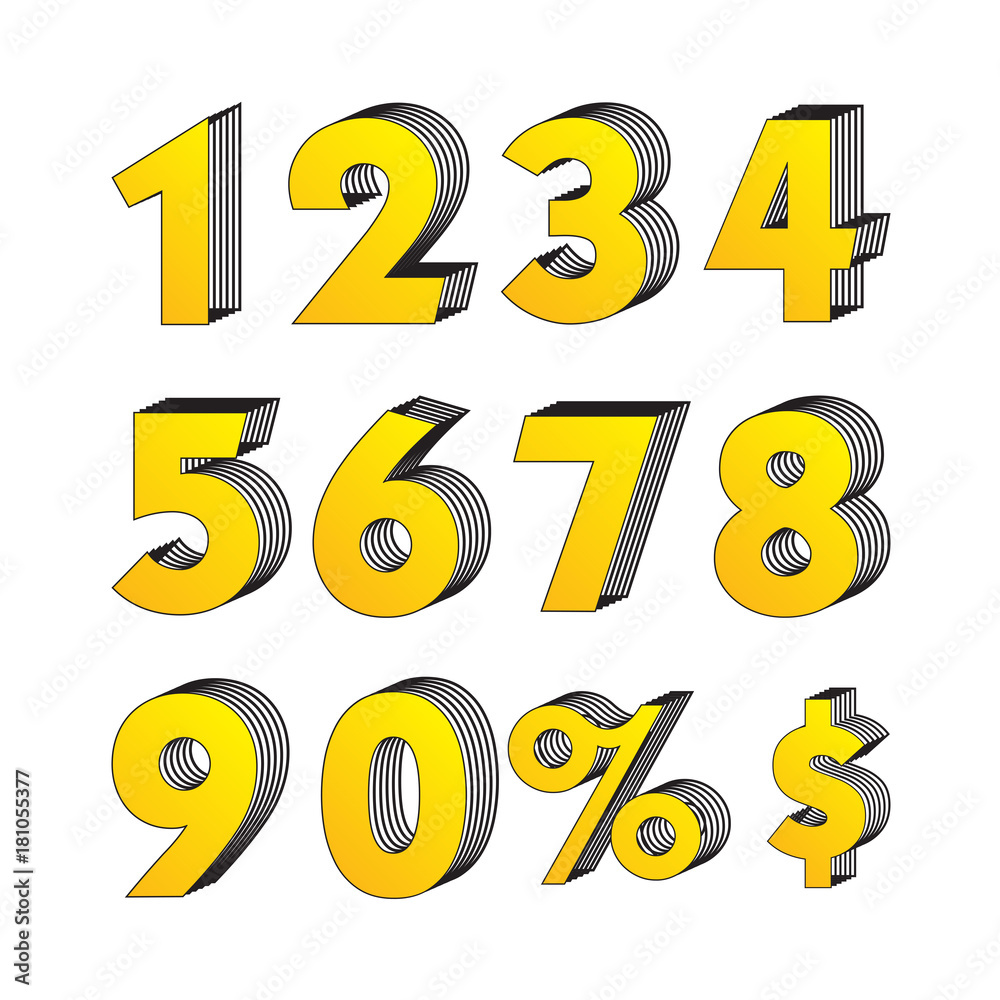 (Element) set of ten numbers form zero to nine, number flat design (Element) set of ten numbers form zero to nine, number flat design