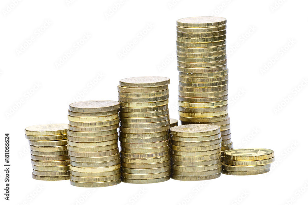 Stack of gold coins isolated on white Stack of gold coins isolated on white