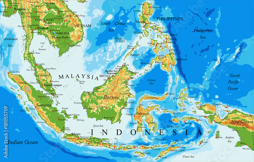 Fototapeta Indonesia physical map