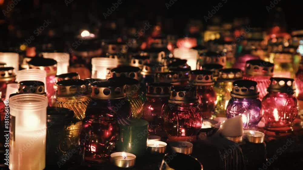 Burning candles on the day of the dead, Halloween Burning candles on the day of the dead, Halloween