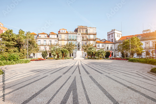 View on the Carlos Alberto square with monument in Porto city  Portugal