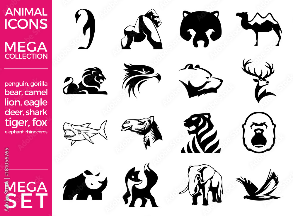 Fototapeta premium Mega Pack and Mega Set Vector Animals Icons Set EPS 10