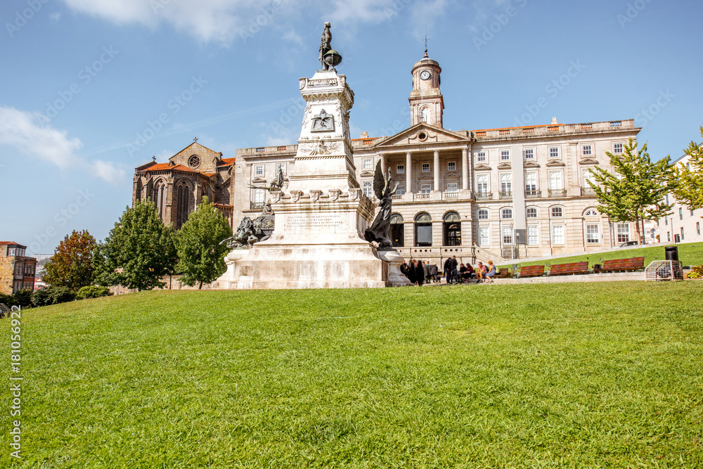 View on the Infante Dom Henrique square in Porto city, Portugal