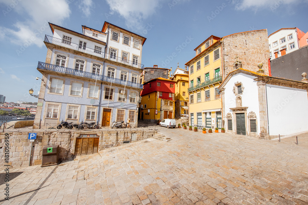 Buildings on the Largo Terreiro square in Porto city, Portugal