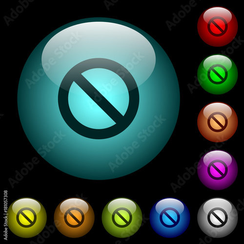 Blocked icons in color illuminated glass buttons