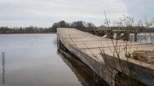 Wooden pier on the shore of the lake