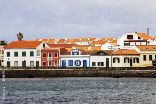 Colourful buildings in Faial, Azores, Portugal