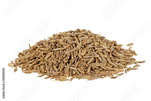 Pile of caraway seeds isolated on a white background