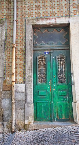 green old door