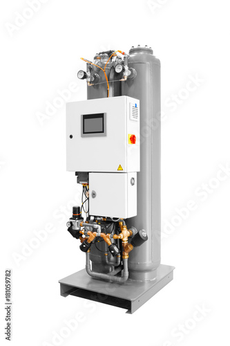 Industrial adsorption plant of air to oxygen and nitrogen  isolated on white background photo