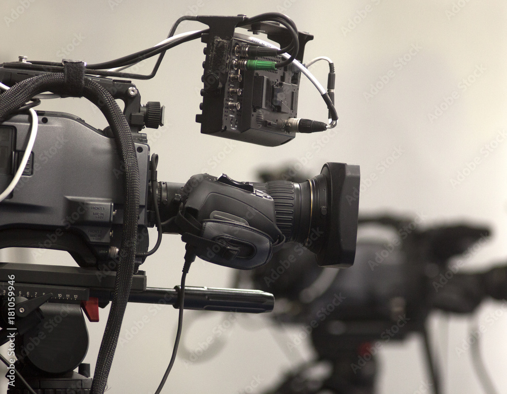 Professional digital video camera. cinematography in the pavilion Stock ...