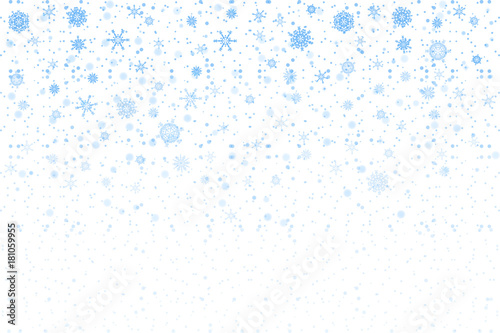 Christmas snow. Falling snowflakes on white background. Snowfall. Vector illustration, eps 10.