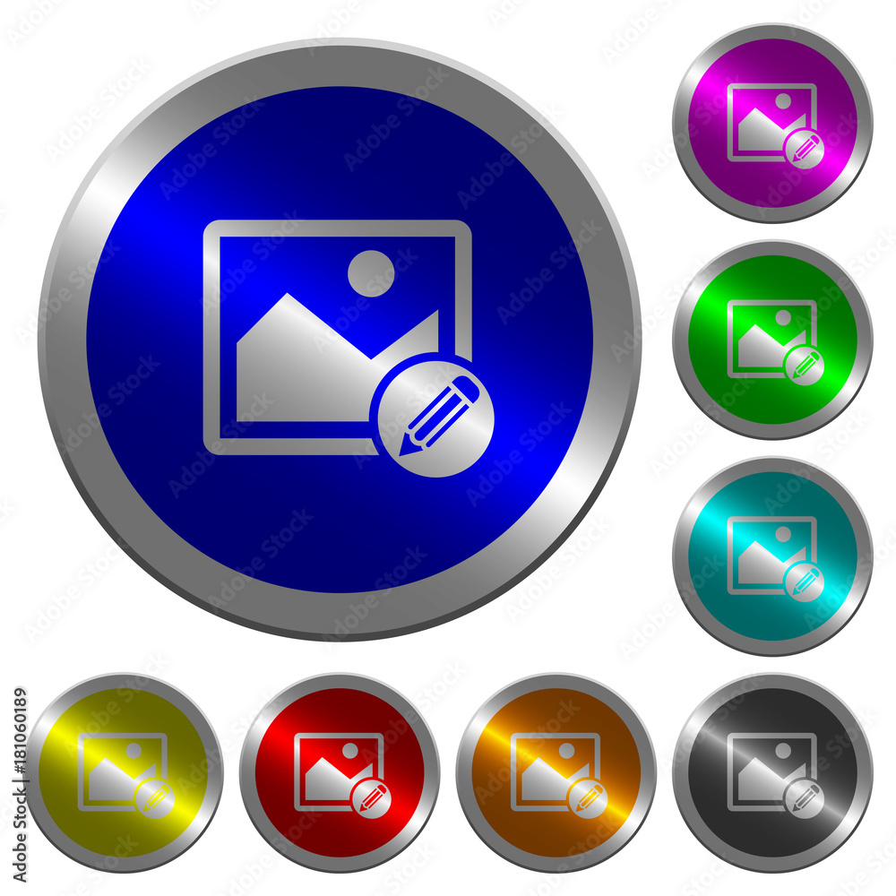 Edit image luminous coin-like round color buttons Edit image luminous coin-like round color buttons