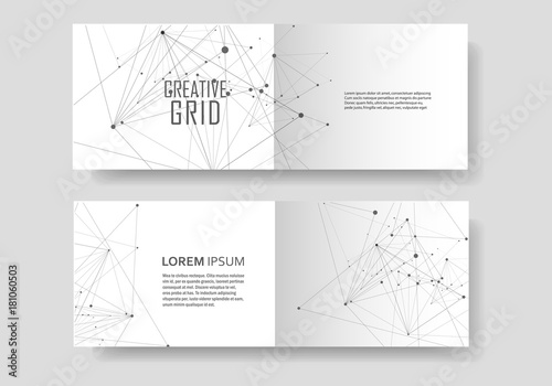 Abstract polygonal geometric shape with molecule structure style. Vector brochure design