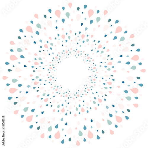 Round background pink and blue water drop, rain stock vector illustration