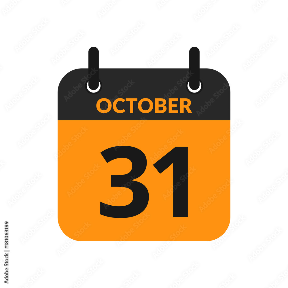 Flat icon calendar 31st October isolated on white background. Vector illustration. Flat icon calendar 31st October isolated on white background. Vector illustration.