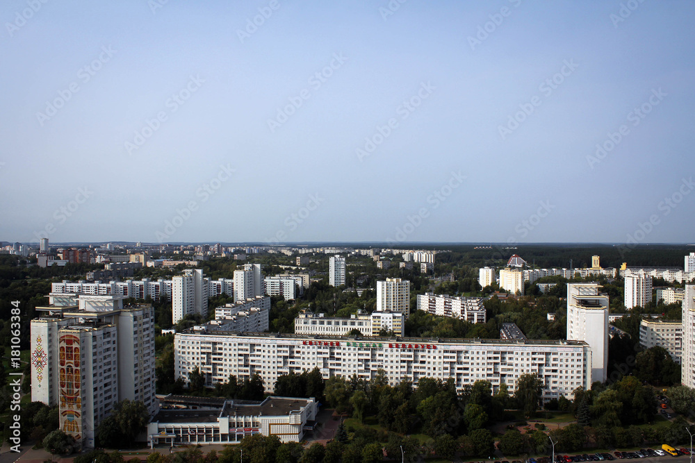 Вид на  жилые районы Минска с Национальной библиотеки, Беларусь