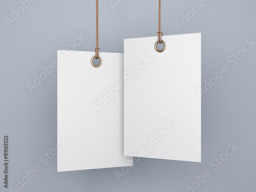 Blank tag label mockup 3d rendering