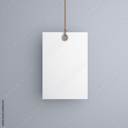 Blank tag label mockup 3d rendering