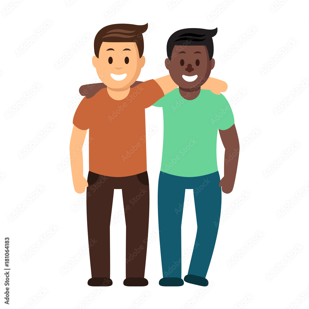 Two friends having fun. Meeting of two friends guys Two friends having fun. Meeting of two friends guys
