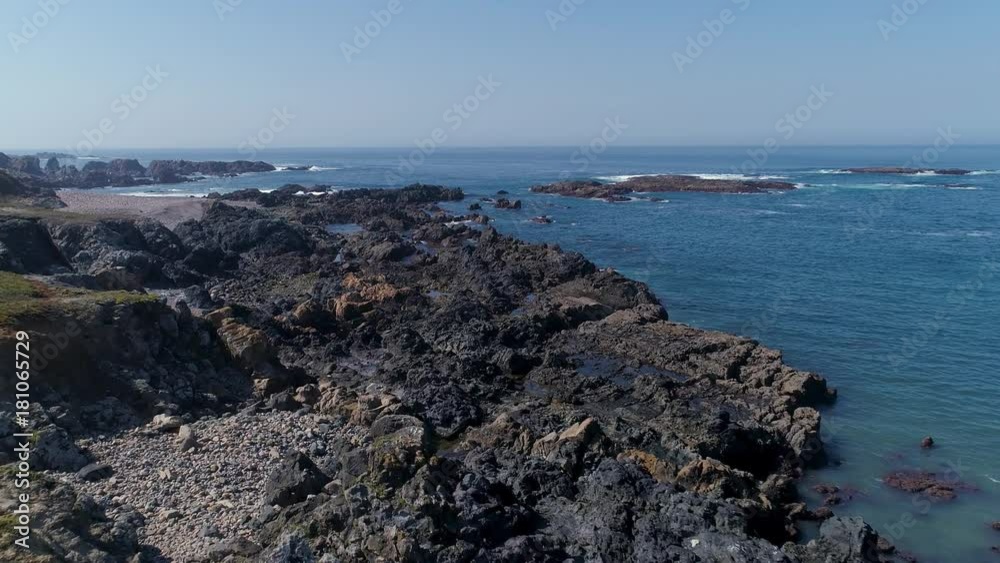 Aerial View Seascape with Waves on Rocky Coast, Portugal Aerial View Seascape with Waves on Rocky Coast, Portugal