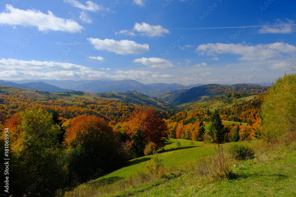 Autumn mountain landscape in Carpathian mountains, Ukraine, Europe