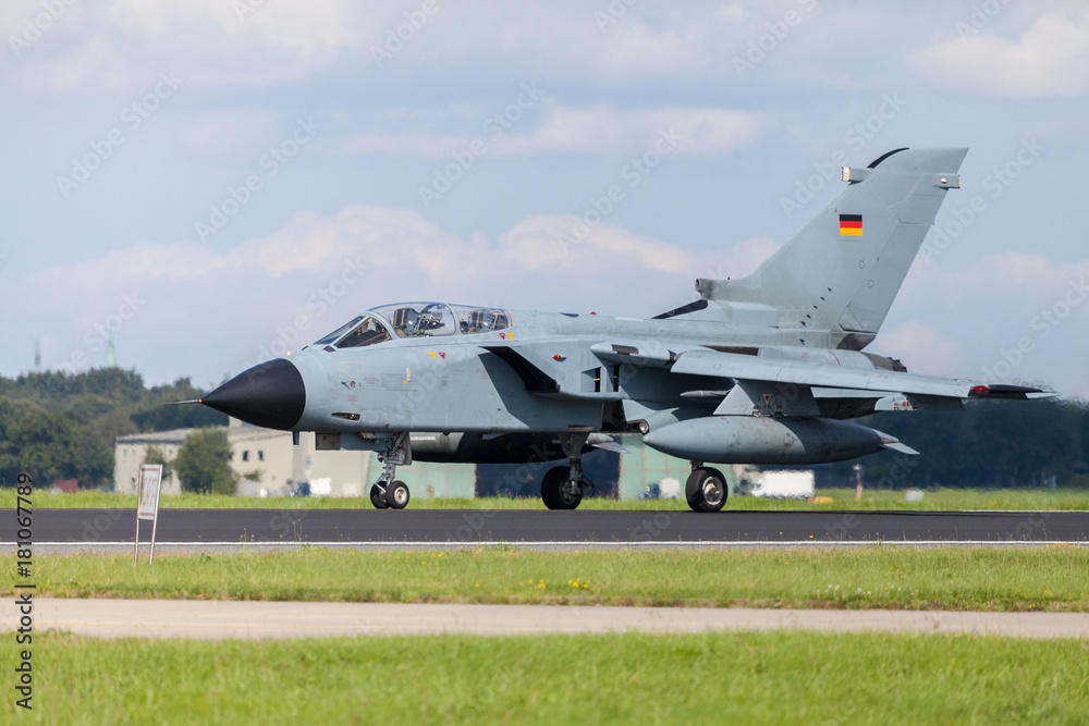 german jet fighter drives on military airbase german jet fighter drives on military airbase