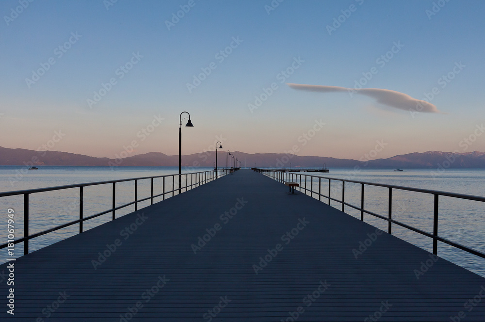 Pier at Sunset on Lake Tahoe