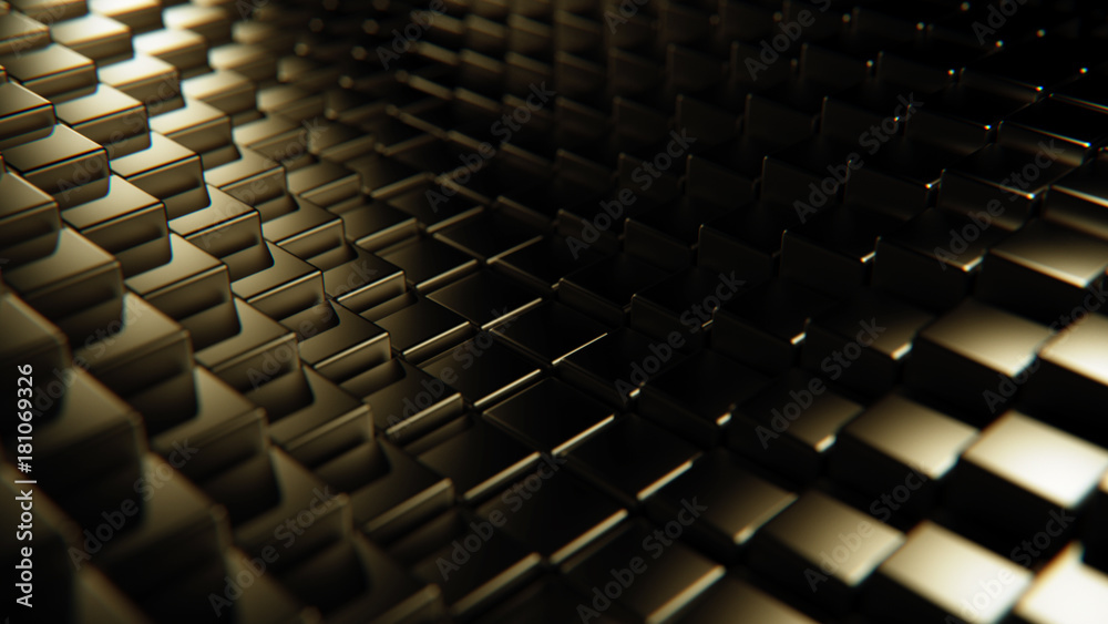 Fototapeta premium Abstract gold 3d cubes wave 3d rendering