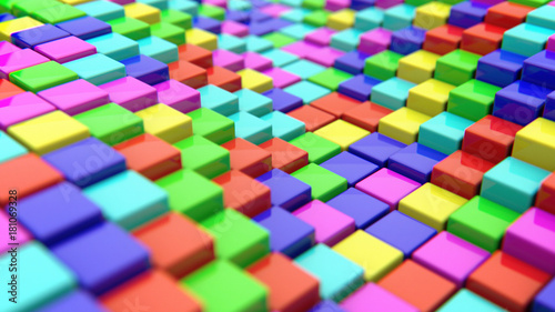 Abstract background of colored cubes. 3d rendering