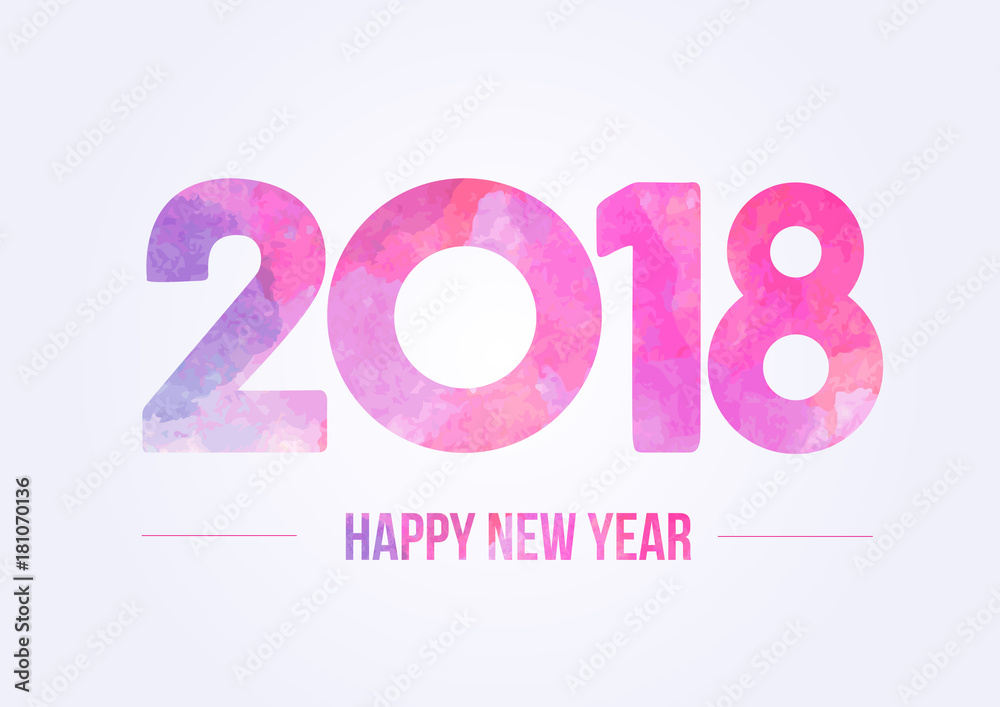 Happy new year 2018. Year 2017 vector design element. Watercolor illustration. Merry Chrstmas Background for dinner invitations, festive posters,promotional depliant, greetings cards. Happy new year 2018. Year 2017 vector design element. Watercolor illustration. Merry Chrstmas Background for dinner invitations, festive posters,promotional depliant, greetings cards.