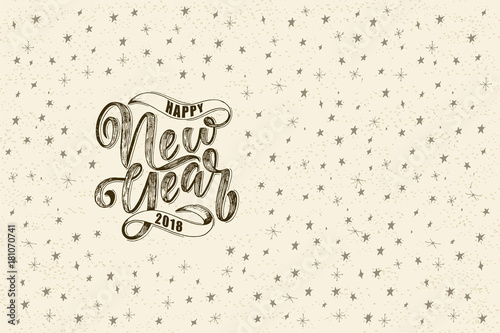 Happy New Year hand drawn lettering for card.