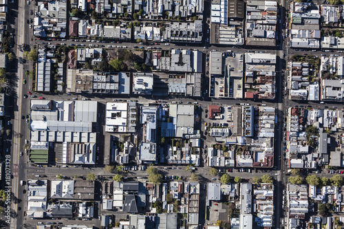 Vertical Aerial View Of Fitzroy in Melbourne, Australia. photo